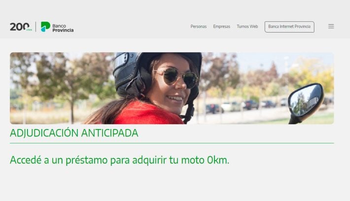 Banco Provincia motos 0km préstamo
