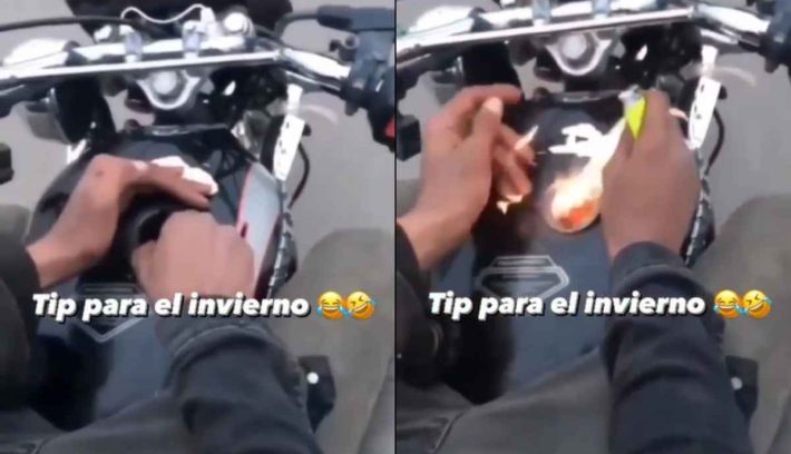 Prende fuego la moto en viaje