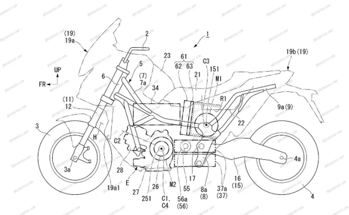 Honda patente moto tres motores