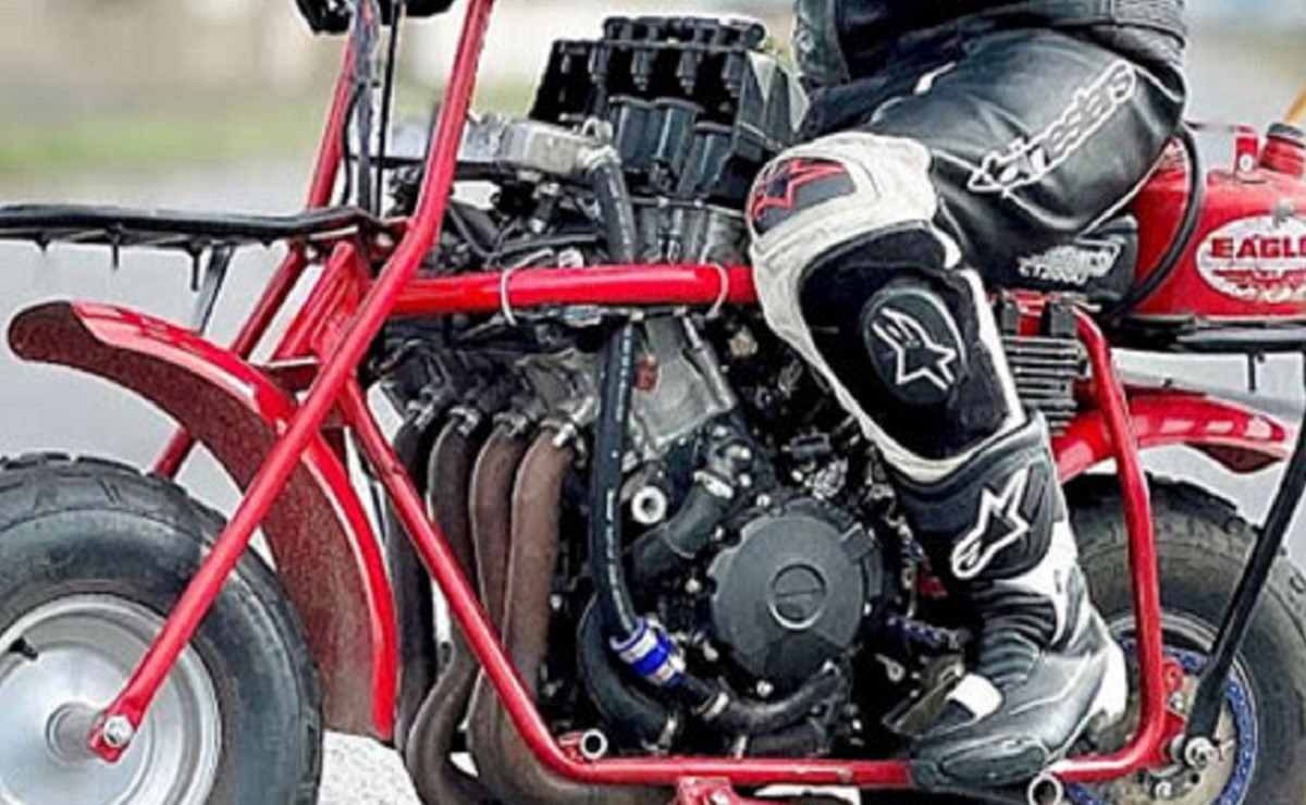 Montan el motor de una Honda CBR1000RR en una minimoto