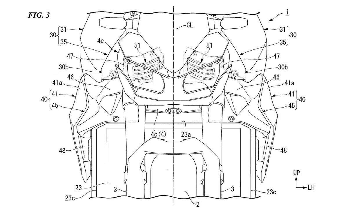 Una de las patentes presentadas por Honda para la CB1000 Hornet