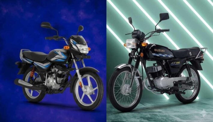 Suzuki AX 100 y Bajaj Boxer CT 100